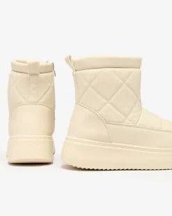 Sale Beżowe damskie botki a'la śniegowce Kacecica Śniegowce|Botki Z Delikatnym Ociepleniem