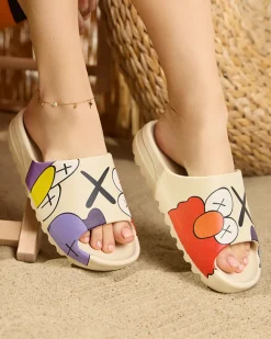 Best Beżowe damskie klapki Elmino Klapki Basenowe|Klapki Płaskie