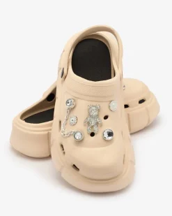 Beżowe damskie klapki gumowe Kooranza Klapki Płaskie