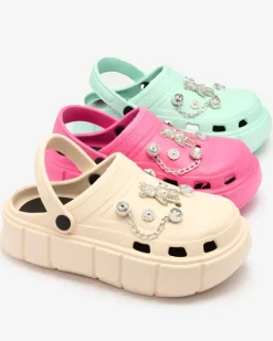 Beżowe damskie klapki gumowe Kooranza Klapki Płaskie