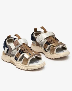 Beżowe dziecięce sandałki na rzepy Meteris Chłopięce