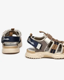 Beżowe dziecięce sandałki na rzepy Meteris Chłopięce