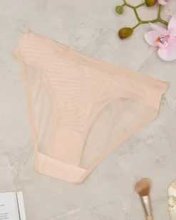 Beżowe majtki figi damskie z siateczki Figi