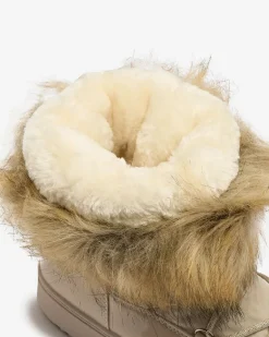 Hot Beżowe wsuwane botki a'la śniegowce damskie Gomllo Śniegowce|Botki Z Delikatnym Ociepleniem