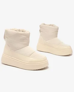 Clearance Beżowe wsuwane śniegowce damskie Maderta Śniegowce|Botki Z Grubym Ociepleniem