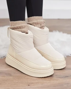 Clearance Beżowe wsuwane śniegowce damskie Maderta Śniegowce|Botki Z Grubym Ociepleniem