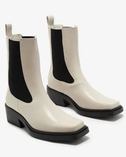 Sale Beżowe wsuwane damskie wysokie botki Darran Botki Z Delikatnym Ociepleniem|Botki Na Słupku