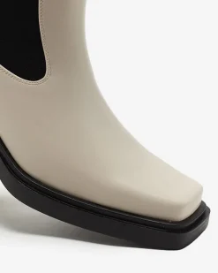 Sale Beżowe wsuwane damskie wysokie botki Darran Botki Z Delikatnym Ociepleniem|Botki Na Słupku