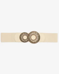 elastyczny pasek z dużą złotą klamrą Damskie Paski