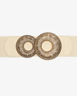 elastyczny pasek z dużą złotą klamrą Damskie Paski