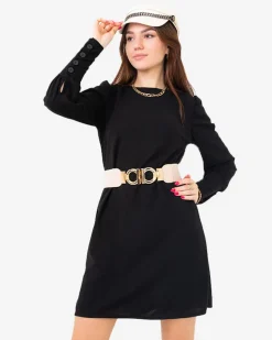 Online elastyczny pasek z ozdobną złotą klamrą Damskie Paski