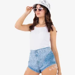 Clearance Biała damska koszulka na ramiączkach Bluzki / Koszule / Koszulki