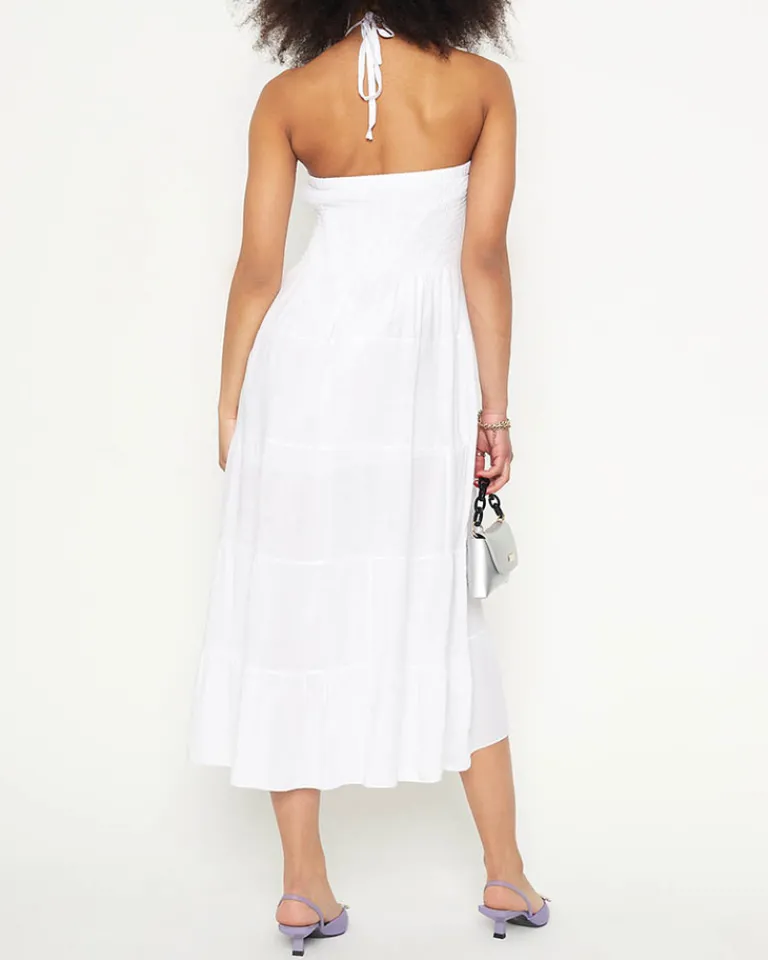 Best Biała sukienka midi PLUS SIZE Sukienki Letnie|Sukienki Długie