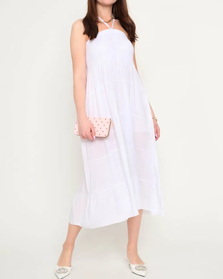 Best Biała sukienka midi PLUS SIZE Sukienki Letnie|Sukienki Długie