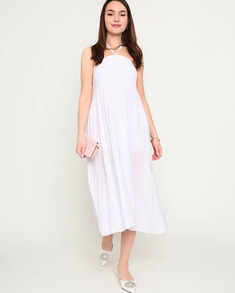 Best Biała sukienka midi PLUS SIZE Sukienki Letnie|Sukienki Długie