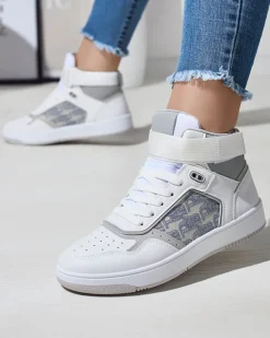 Discount Białe damskie wysokie sneakersy sportowe Xosa Damskie Sneakersy