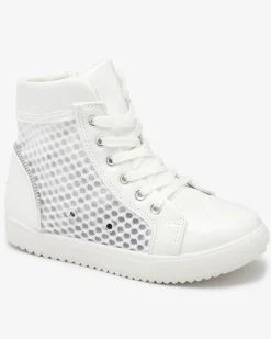 New Białe dziewczęce wysokie tenisówki Borris Dziewczęce