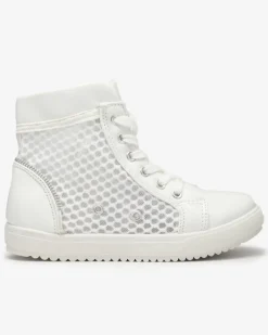 New Białe dziewczęce wysokie tenisówki Borris Dziewczęce