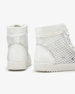 New Białe dziewczęce wysokie tenisówki Borris Dziewczęce