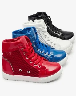 New Białe dziewczęce wysokie tenisówki Borris Dziewczęce