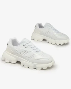 Online Białe tkaninowe sportowe sneakersy męskie Lamkim Sportowe