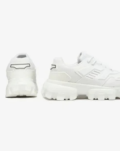 Online Białe tkaninowe sportowe sneakersy męskie Lamkim Sportowe