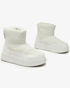 Discount Białe wsuwane śniegowce damskie Maderta Śniegowce|Botki Z Grubym Ociepleniem