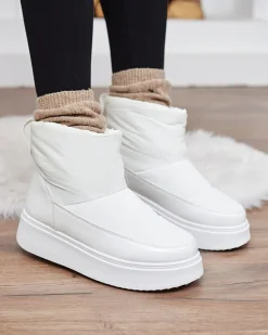 Discount Białe wsuwane śniegowce damskie Maderta Śniegowce|Botki Z Grubym Ociepleniem