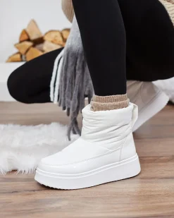 Discount Białe wsuwane śniegowce damskie Maderta Śniegowce|Botki Z Grubym Ociepleniem