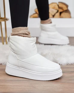 Discount Białe wsuwane śniegowce damskie Maderta Śniegowce|Botki Z Grubym Ociepleniem