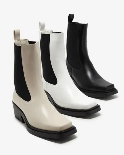 Białe wsuwane damskie wysokie botki Darran Botki Z Delikatnym Ociepleniem|Botki Na Słupku