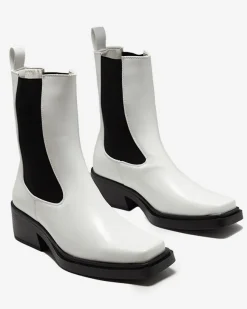 Białe wsuwane damskie wysokie botki Darran Botki Z Delikatnym Ociepleniem|Botki Na Słupku