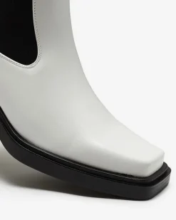 Białe wsuwane damskie wysokie botki Darran Botki Z Delikatnym Ociepleniem|Botki Na Słupku