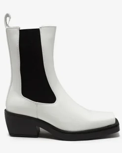 Białe wsuwane damskie wysokie botki Darran Botki Z Delikatnym Ociepleniem|Botki Na Słupku