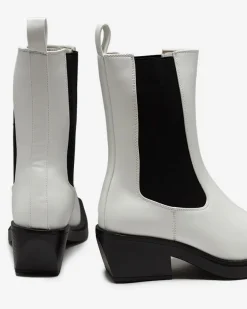 Białe wsuwane damskie wysokie botki Darran Botki Z Delikatnym Ociepleniem|Botki Na Słupku
