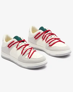 Hot Biało - szare sportowe sneakersy damskie z mi sznurówkami Olierinc Damskie Sneakersy