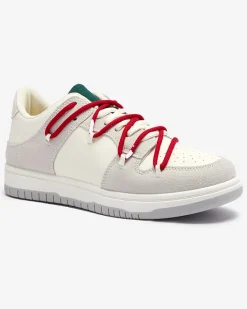 Hot Biało - szare sportowe sneakersy damskie z mi sznurówkami Olierinc Damskie Sneakersy