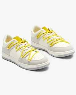 New Biało - szare sportowe sneakersy damskie z mi sznurówkami Olierinc Damskie Sneakersy