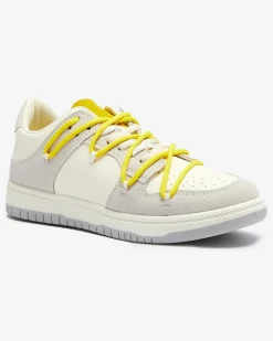 New Biało - szare sportowe sneakersy damskie z mi sznurówkami Olierinc Damskie Sneakersy