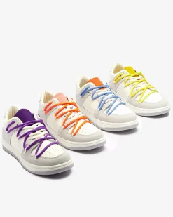 New Biało - szare sportowe sneakersy damskie z mi sznurówkami Olierinc Damskie Sneakersy