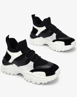 Outlet Biało- czarne sportowe sneakersy damskie Ziragga Damskie Bieganie, Ćwiczenia I Trening|Sneakersy