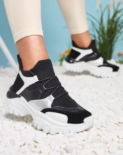 Outlet Biało- czarne sportowe sneakersy damskie Ziragga Damskie Bieganie, Ćwiczenia I Trening|Sneakersy