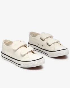 Online Biało- dziewczęce tenisówki na rzepy Bovis Dziewczęce