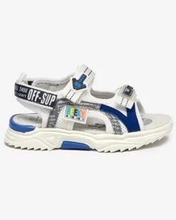 Clearance Biało-granatowe dziecięce sandałki zapinane ma rzepy Ceteris Chłopięce
