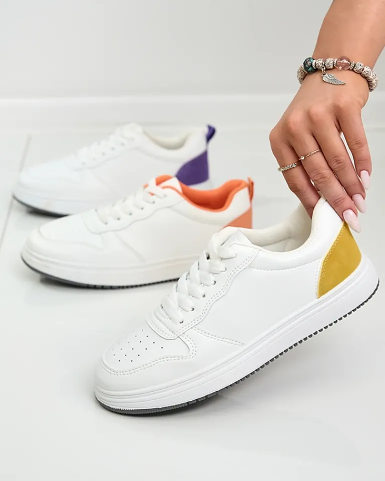 Best Biało-żółte klasyczne buty sportowe Colorburst Classics Damskie Sneakersy