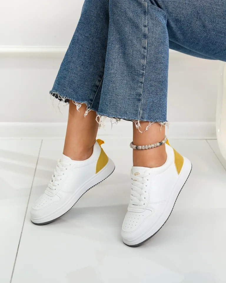 Best Biało-żółte klasyczne buty sportowe Colorburst Classics Damskie Sneakersy