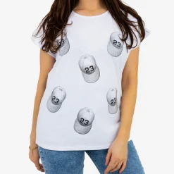 damski t-shirt z brokatem i printem PLUS SIZE Plus Size|Bluzki / Koszule / Koszulki