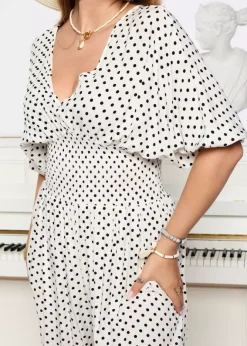 Clearance długi kombinezon damski w groszki Kombinezony