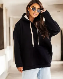 Outlet Bluza damska z kapturem oversize Bluzy