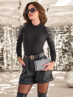 Best Bluzka damska półgolf z cyrkoniami Bluzki / Koszule / Koszulki